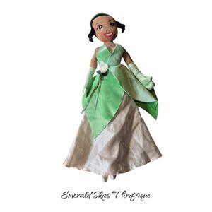 Disney Store Tiana 20" Plush Princess and Frog Doll White Gloves, Shoes, Crown